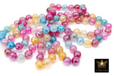 Electroplated Faceted Pink Agate Beads, Pearly Blue Yellow And Fuchsia Beads BS #237, sizes in 10 mm 14 inch FULL Strands