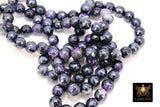 Electroplated Mystic Coated Agate Beads, Faceted Black Purple Agate BS #221, White Pearlized Beads