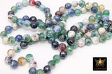 Electroplated White Green Fire Agate Beads, Faceted Blue Black Beads BS #233, sizes in 10 mm 14.5 inch FULL Strands