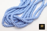 6 mm Blue Clay Rondelle Beads, Light Blue Heishi Flat Beads in Polymer Clay Disc CB #206, 3 mm Thick Stone Beads