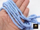 6 mm Blue Clay Rondelle Beads, Light Blue Heishi Flat Beads in Polymer Clay Disc CB #206, 3 mm Thick Stone Beads