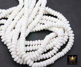6 mm White Clay Rondelle Beads, Thick Heishi Flat Beads in Polymer Clay Disc CB #207, 3 mm thick Stone Beads