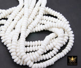 6 mm White Clay Rondelle Beads, Thick Heishi Flat Beads in Polymer Clay Disc CB #207, 3 mm thick Stone Beads