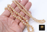 Beige Crystal Beads, 2 Strands Faceted Cream AB Crystal Rondelle Jewelry Beads BS #105, sizes 6 x 4 or 8 x 5 mm 18 inch Strands
