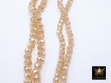 Beige Crystal Beads, 2 Strands Faceted Cream AB Crystal Rondelle Jewelry Beads BS #105, sizes 6 x 4 or 8 x 5 mm 18 inch Strands