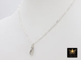 Silver Swivel Fob Chain Necklace, 925 Sterling Silver Rectangle Rolo Chain, Front Clasp Paperclip Chain Link Dainty Choker