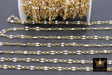 Dainty Beaded Sequin Enamel Chain, White and Gold Rolo Dapped Chain CH #646, By the Yard Unfinished