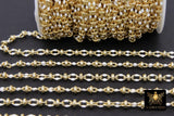 Gold Beaded Sequin Enamel Chain, White or Black and Gold Beaded Dapped Chain CH #648, By the Yard Unfinished