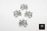 Silver Tiger Head Charm, Reversible Silver Plated Striped Tiger Head #3141, 14 x 15 mm