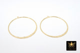 Textured Gold Round Hoop Ear Rings, 48 mm Glittery Gold Charms #953, High Quality Light Weight Wire Hoops Finding