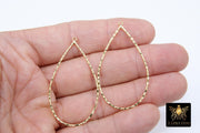 Textured Gold Teardrop Hoop Ear Rings, 30 x 52 mm Glittery Gold Charms #811, Oval Hoops High Quality Light Weight Wire Hoops Finding