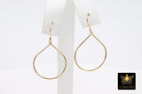 Gold Teardrop Hoop Ear Rings, 20 x 25 mm Gold Charms #737, Oval Hoops High Quality Light Weight Wire Hoops Finding