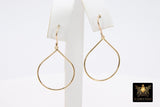 Gold Teardrop Hoop Ear Rings, 20 x 25 mm Gold Charms #737, Oval Hoops High Quality Light Weight Wire Hoops Finding