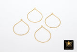 Gold Teardrop Hoop Ear Rings, 20 x 25 mm Gold Charms #737, Oval Hoops High Quality Light Weight Wire Hoops Finding