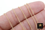 14 K Gold Filled Rope Jewelry Chain, 925 Sterling Silver CH# 811, USA Gold 1.8 mm,1.5 mm