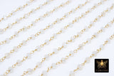 White Crystal Mystic Rosary Chain, 4 mm Gold Wire Wrapped Rondelle Beaded Chains CH #424, Jewelry Making Beaded