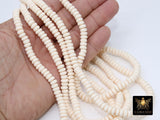 6 mm Cream Clay Rondelle Beads, Cream Beige Heishi Flat Beads in Polymer Clay Disc CB# 208, 3 mm Thick Stone Beads
