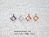 Black CZ Pave Diamond Shape Charm, Rose Gold Hollow Bezel #261, Silver Charm Dangles