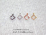 Black CZ Pave Diamond Shape Charm, Rose Gold Hollow Bezel #261, Silver Charm Dangles