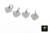 Gold CZ Heart Charms, Genuine Gold over 925 Silver Heart Charms, AG 165