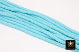 2 Strands 6 mm Clay Flat Beads, Sky Blue Heishi beads in Polymer Clay Disc CB #211, Light Blue Rondelle
