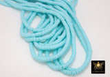 2 Strands 6 mm Clay Flat Beads, Sky Blue Heishi beads in Polymer Clay Disc CB #211, Light Blue Rondelle