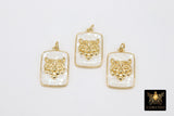 Gold Tiger Head Charm or Connectors, Silver White Shell Lion Head #918, Rectangle Pendant for Bracelet or Animal Jewelry