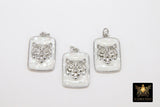 Gold Tiger Head Charm or Connectors, Silver White Shell Lion Head # 918, Rectangle Pendant for Bracelet or Animal Jewelry