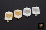 Gold Tiger Head Charm or Connectors, Silver White Shell Lion Head # 918, Rectangle Pendant for Bracelet or Animal Jewelry