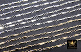 14 K Gold Filled Bar Jewelry Chains, 14 20 Gold CH# 821, 925 Sterling Silver 5 mm Bars and Rolo CH# 721