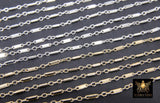 14 K Gold Filled Bar Jewelry Chains, 14 20 Gold CH #821, 925 Sterling Silver 5 mm Bars and Rolo
