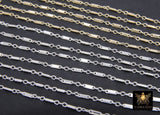 14 K Gold Filled Bar Jewelry Chains, 14 20 Gold CH# 821, 925 Sterling Silver 5 mm Bars and Rolo CH# 721
