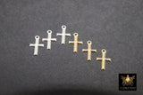 14 K Gold Filled Cross Charms, 2 Pc 925 Sterling Silver Tiny Crosses #2126, 7 x 11 mm Minimalist 14 20 Religious Jewelry