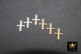 14 K Gold Filled Cross Charms, 2 Pc 925 Sterling Silver Tiny Crosses # 2126, 7 x 11 mm Minimalist 14 20 Jewelry
