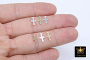 14 K Gold Filled Cross Charms, 2 Pc 925 Sterling Silver Tiny Crosses # 2479, 5 x 10 mm Minimalist 14 20  Jewelry