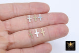 14 K Gold Filled Cross Charms, 2 Pc 925 Sterling Silver Tiny Crosses #2479/#2652, 5 x 10 mm Minimalist 14 20  Jewelry