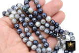 Electroplated Agate Beads, Faceted Black White Agate BS# 227, Light Grey Pearlized Beads