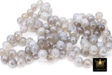 Electroplated Gray Agate Beads, Faceted Agate BS #230, White and Beige Beads