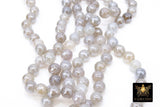 Electroplated Gray Agate Beads, Faceted Agate BS #230, White and Beige Beads