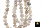 Electroplated Gray Agate Beads, Faceted Agate BS #230, White and Beige Beads