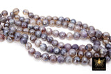 Electroplated Beige Agate Beads, Faceted Agate BS #240, Browns and Purple Beads