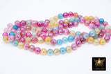 Electroplated Faceted Pink Agate Beads, Pearly Blue Yellow And Fuchsia Beads BS #237, sizes in 10 mm 14 inch FULL Strands