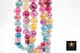 Electroplated Faceted Pink Agate Beads, Pearly Blue Yellow And Fuchsia Beads BS #237, sizes in 10 mm 14 inch FULL Strands