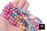 Electroplated Faceted Pink Agate Beads, Pearly Blue Yellow And Fuchsia Beads BS #237, sizes in 10 mm 14 inch FULL Strands