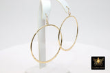 Textured Gold Round Hoop Ear Rings, 48 mm Glittery Gold Charms # 953, High Quality Light Weight Wire Hoops Finding