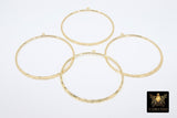 Textured Gold Round Hoop Ear Rings, 48 mm Glittery Gold Charms # 953, High Quality Light Weight Wire Hoops Finding