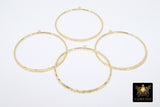 Textured Gold Round Hoop Ear Rings, 48 mm Glittery Gold Charms #953, High Quality Light Weight Wire Hoops Finding