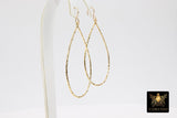 Textured Silver Teardrop Hoop Ear Rings, 30 x 52 mm Glittery Silver Charms #3334 , Oval Hoops High Quality Light Weight Wire Hoops Finding