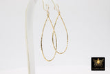 Textured Gold Teardrop Hoop Ear Rings, 30 x 52 mm Glittery Gold Charms AG #811, Oval Hoops High Quality Light Weight Wire Hoops Finding