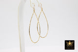 Textured Gold Teardrop Hoop Ear Rings, 30 x 52 mm Glittery Gold Charms AG #811, Oval Hoops High Quality Light Weight Wire Hoops Finding